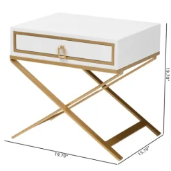 Kirkland's Home Wood & Gold X-Base Nightstand- Nightstands