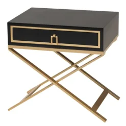 Kirkland's Home Wood & Gold X-Base Nightstand- Nightstands
