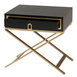 Kirkland's Home Wood & Gold X-Base Nightstand- Nightstands