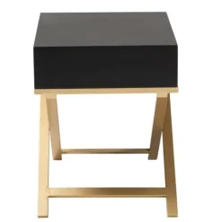 Kirkland's Home Wood & Gold X-Base Nightstand- Nightstands