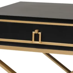 Kirkland's Home Wood & Gold X-Base Nightstand- Nightstands