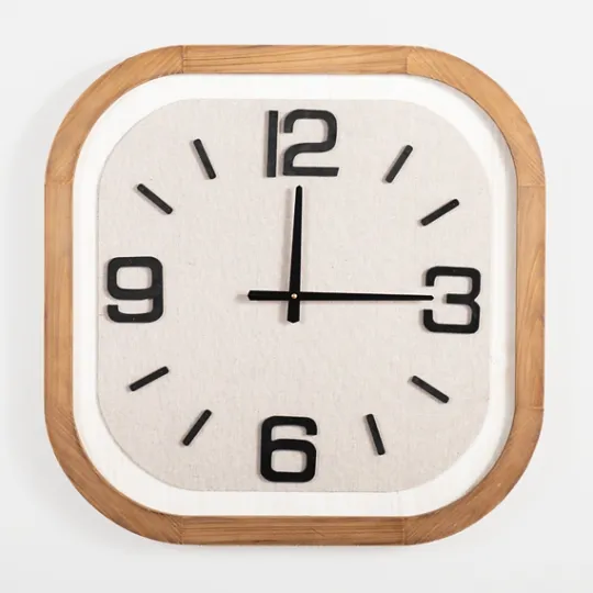 Kirkland's Home Wood & Linen Rounded Edge Wall Clock- Clocks