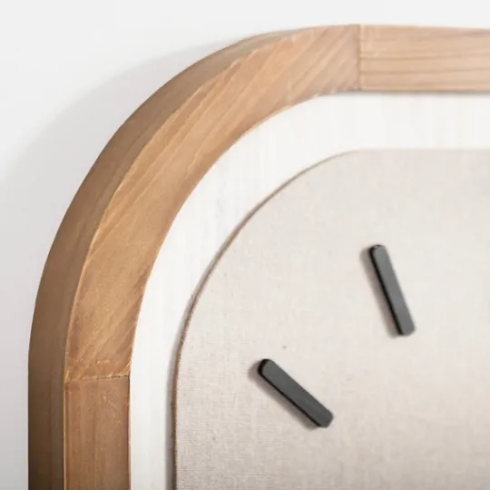 Kirkland's Home Wood & Linen Rounded Edge Wall Clock- Clocks
