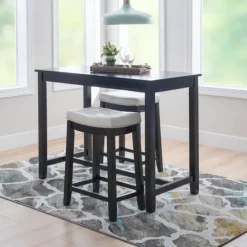 Kirkland's Home Wood & Upholstered Stools 3-Pc. Dining Set- Dining Tables