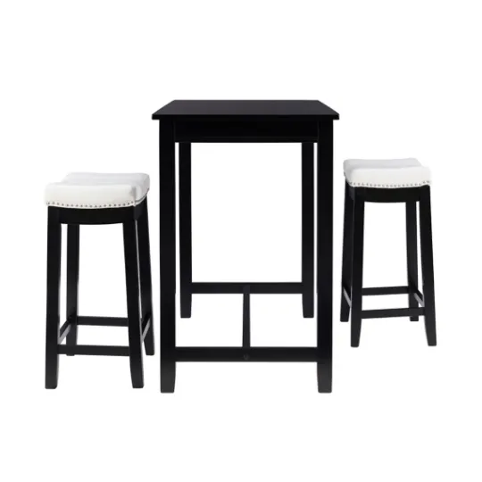 Kirkland's Home Wood & Upholstered Stools 3-Pc. Dining Set- Dining Tables