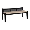 Kirkland's Home Wood And Cane Upholstered Bench- Benches & Ottomans