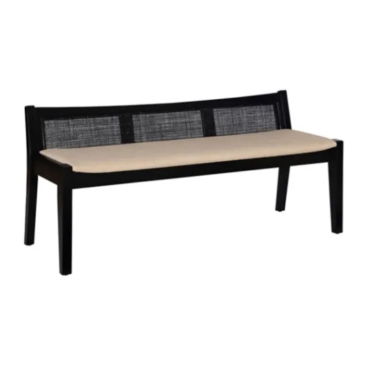 Kirkland's Home Wood And Cane Upholstered Bench- Benches & Ottomans