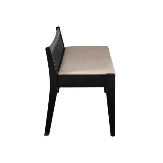 Kirkland's Home Wood And Cane Upholstered Bench- Benches & Ottomans