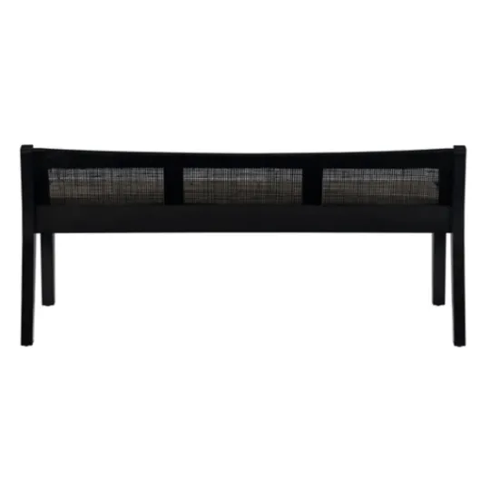 Kirkland's Home Wood And Cane Upholstered Bench- Benches & Ottomans