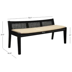 Kirkland's Home Wood And Cane Upholstered Bench- Benches & Ottomans