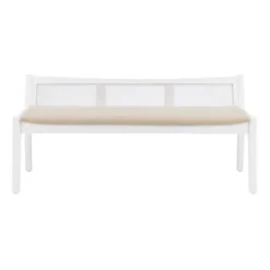 Kirkland's Home Wood And Cane Upholstered Bench- Benches & Ottomans