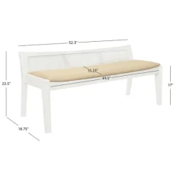 Kirkland's Home Wood And Cane Upholstered Bench- Benches & Ottomans