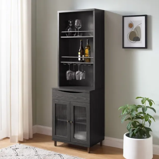 Kirkland's Home Wood And Glass 2-Door Bar Cabinet- Kitchen Islands & Bar Carts