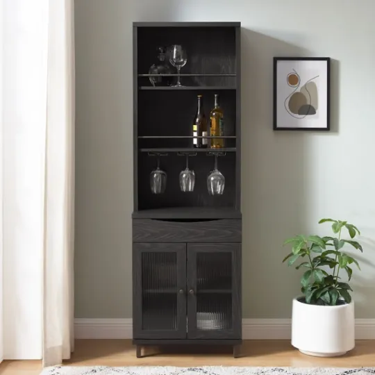Kirkland's Home Wood And Glass 2-Door Bar Cabinet- Kitchen Islands & Bar Carts
