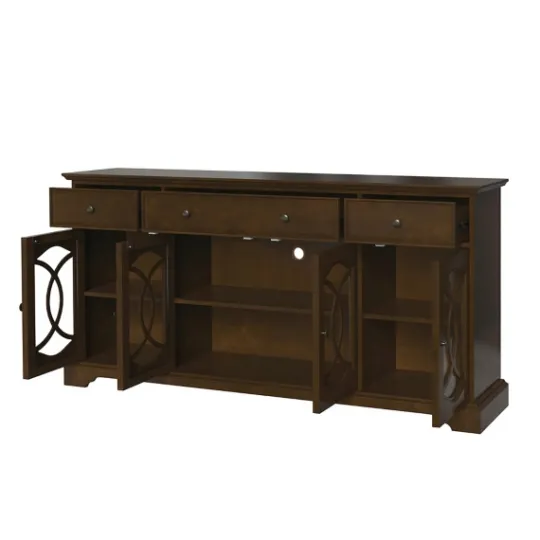 Kirkland's Home Wood And Glass 4-Door Media Cabinet- Tv Stands & Media Consoles