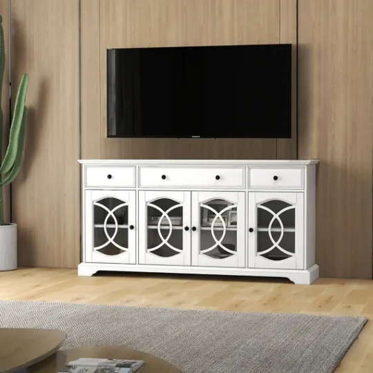 Kirkland's Home Wood And Glass 4-Door Media Cabinet- Tv Stands & Media Consoles