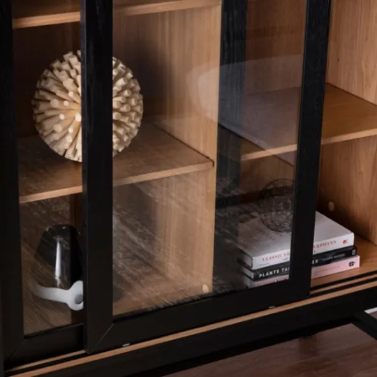 Kirkland's Home Wood And Glass 8-Shelf Cabinet- Cabinets & Sideboards