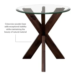 Kirkland's Home Wood And Glass Top X-Base Accent Table- Accent & End Tables