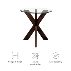 Kirkland's Home Wood And Glass Top X-Base Accent Table- Accent & End Tables