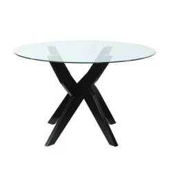Kirkland's Home Wood And Glass X-Base Dining Table- Dining Tables