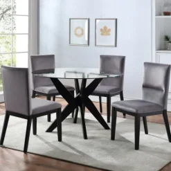 Kirkland's Home Wood And Glass X-Base Dining Table- Dining Tables