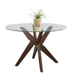 Kirkland's Home Wood And Glass X-Base Dining Table- Dining Tables