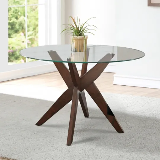 Kirkland's Home Wood And Glass X-Base Dining Table- Dining Tables