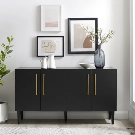 Kirkland's Home Wood And Gold 4-Door Cabinet- Cabinets & Sideboards
