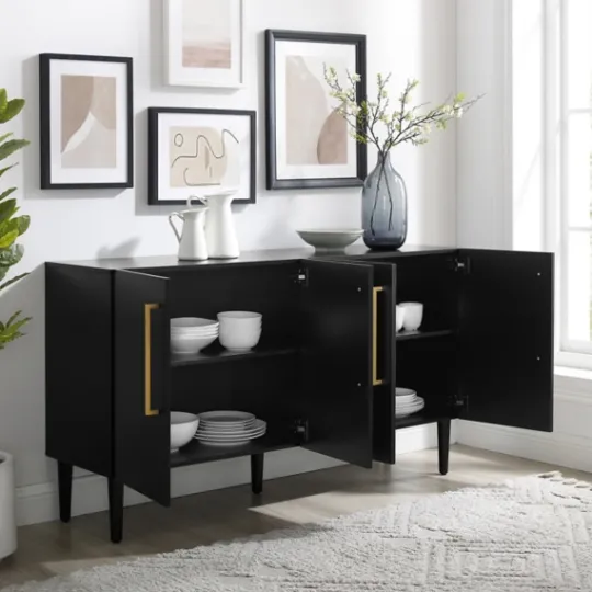 Kirkland's Home Wood And Gold 4-Door Cabinet- Cabinets & Sideboards