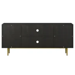 Kirkland's Home Wood And Gold Paneled 2-Door Tv Stand- Tv Stands & Media Consoles