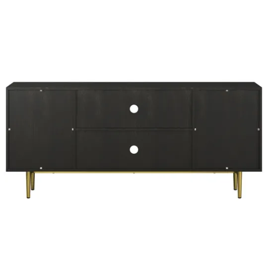 Kirkland's Home Wood And Gold Paneled 2-Door Tv Stand- Tv Stands & Media Consoles