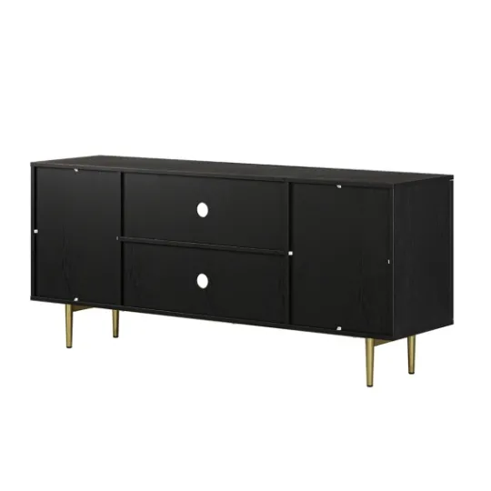 Kirkland's Home Wood And Gold Paneled 2-Door Tv Stand- Tv Stands & Media Consoles