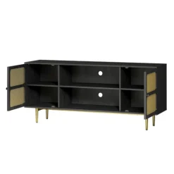 Kirkland's Home Wood And Gold Paneled 2-Door Tv Stand- Tv Stands & Media Consoles
