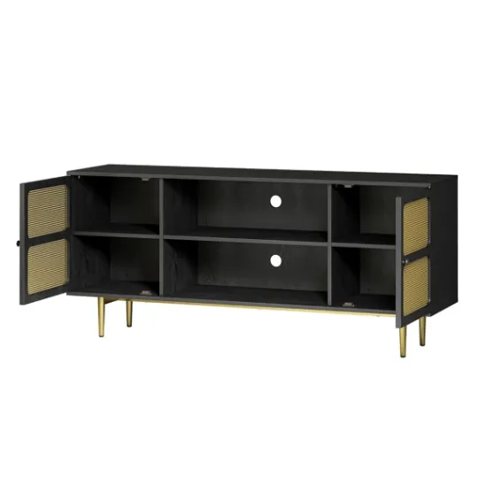 Kirkland's Home Wood And Gold Paneled 2-Door Tv Stand- Tv Stands & Media Consoles