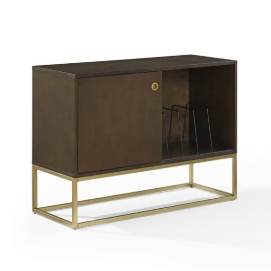 Kirkland's Home Wood And Gold Record Storage Media Cabinet- Tv Stands & Media Consoles