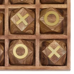 Kirkland's Home Wood And Gold Tic Tac Toe Game Set- Decorative Accents