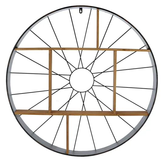 Kirkland's Home Wood And Iron Bicycle Wheel Shelf- Shelves