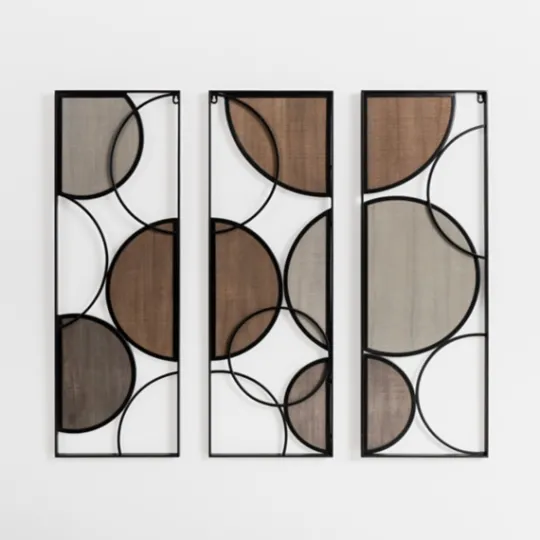 Kirkland's Home Wood And Metal Circle Panel Wall Plaques, Set Of 3- Wall Plaques
