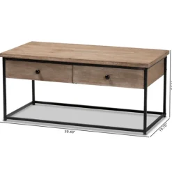 Kirkland's Home Wood And Metal 2-Drawer Coffee Table- Coffee Tables