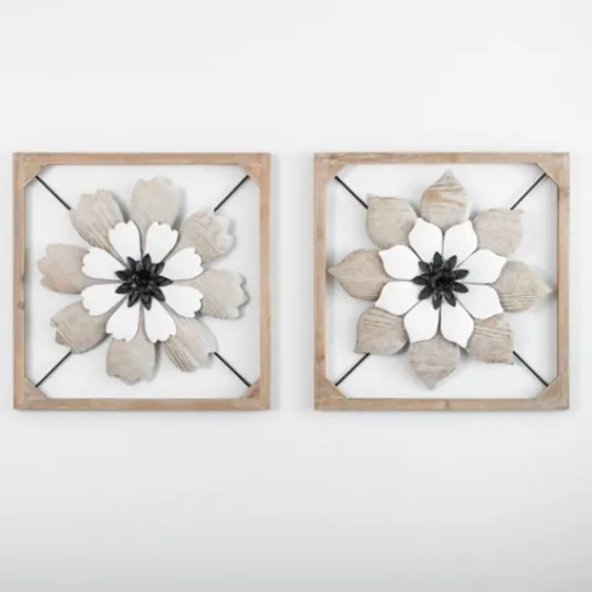 Kirkland's Home Wood And Metal Flower Ii Framed Wall Plaque- Wall Plaques