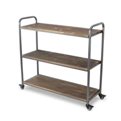 Kirkland's Home Wood And Metal Frame 3-Tier Rolling Shelf- Office Furniture