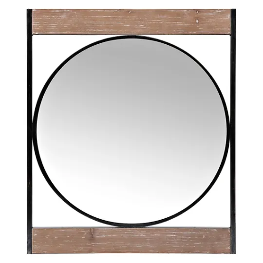 Kirkland's Home Wood And Metal Framed Round Industrial Mirror- Decorative Mirrors
