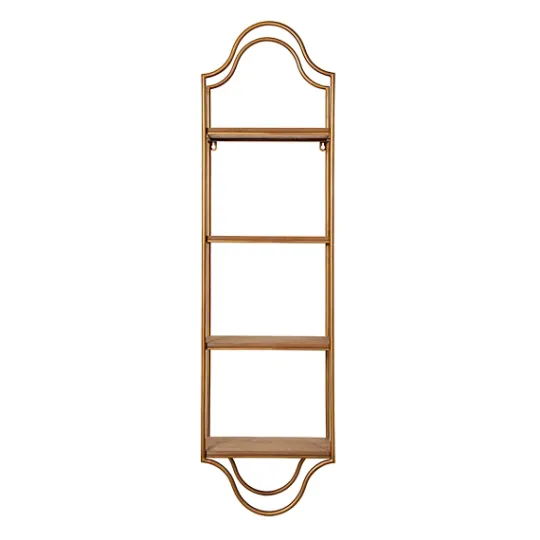Kirkland's Home Wood And Metal Gold Wall Shelf- Shelves