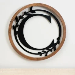 Kirkland's Home Wood And Metal Laurel Monogram C Plaque- Monogram Wall Decor