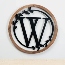 Kirkland's Home Wood And Metal Laurel Monogram W Plaque- Monogram Wall Decor