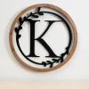 Kirkland's Home Wood And Metal Laurel Monogram K Plaque- Monogram Wall Decor