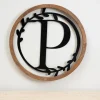 Kirkland's Home Wood And Metal Laurel Monogram P Plaque- Monogram Wall Decor