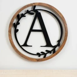 Kirkland's Home Wood And Metal Laurel Monogram A Plaque- Monogram Wall Decor