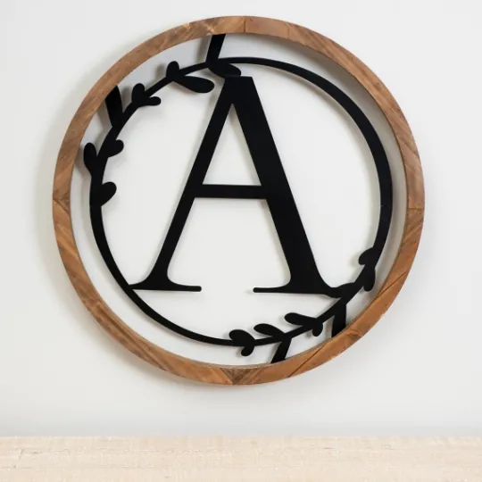 Kirkland's Home Wood And Metal Laurel Monogram A Plaque- Monogram Wall Decor