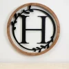Kirkland's Home Wood And Metal Laurel Monogram H Plaque- Monogram Wall Decor